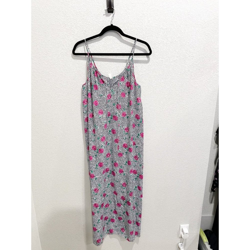 Mary McFadden Vintage Womens Floral Maxi Slip Dress Tie Front Sleeveless Small